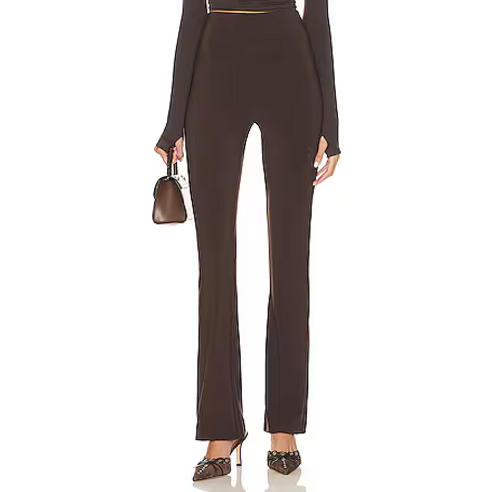 Norma Kamali Boot Pant in Chocolate - Picture 1 of 2